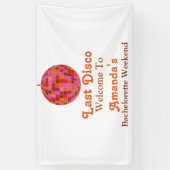 Roze Oranje Groovy Laatste disco Bachelorette Welk Spandoek (Verticaal)
