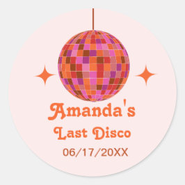 Roze Oranje Groovy Laatste disco Meidenavond     Ronde Sticker