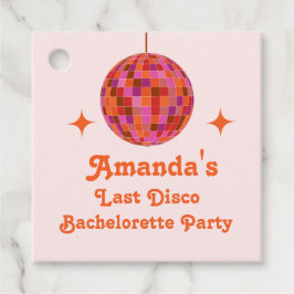 Roze Oranje Groovy Laatste disco Meisjes uitgaansa Bedankjes Labels