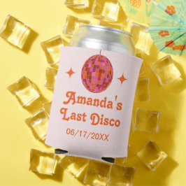 Roze Oranje Groovy Laatste disco vrijgezellenfeest Blikjeskoeler