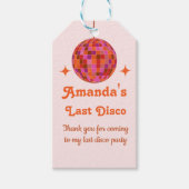 Roze Oranje Groovy Laatste disco vrijgezellenfeest Cadeaulabel (Voorkant)