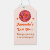 Roze Oranje Groovy Laatste disco vrijgezellenfeest Cadeaulabel (Achterkant)