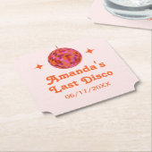 Roze Oranje Groovy Laatste disco vrijgezellenfeest Kartonnen Onderzetters (Gekanteld)