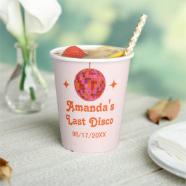 Roze Oranje Groovy Laatste disco vrijgezellenfeest Papieren Bekers