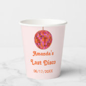 Roze Oranje Groovy Laatste disco vrijgezellenfeest Papieren Bekers (Achterkant)