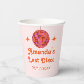 Roze Oranje Groovy Laatste disco vrijgezellenfeest Papieren Bekers (Voorkant)