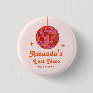 Roze Oranje Groovy Laatste disco vrijgezellenfeest Ronde Button 3,2 Cm