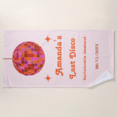 Roze Oranje Groovy Laatste disco vrijgezellenweeke Strandlaken (Voorkant)