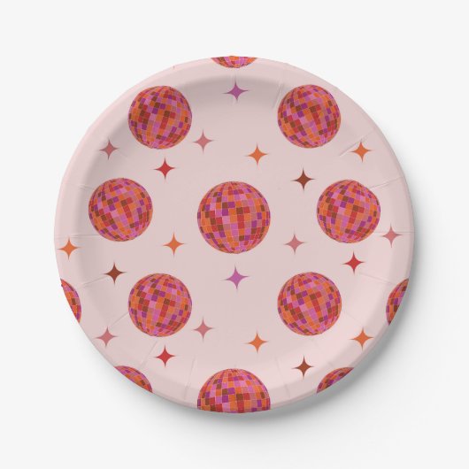 Roze Oranje Groovy Last disco Bachelorette Papieren Bordje (Voorkant)