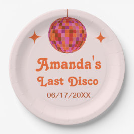 Roze Oranje Groovy Last disco Bachelorette Papieren Bordje