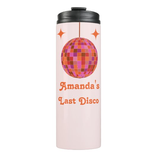 Roze Oranje Groovy Last disco Bachelorette Thermosbeker (Voorkant)
