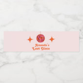 Roze Oranje Groovy Last disco Bachelorette Waterfles Etiket (Enkel label)