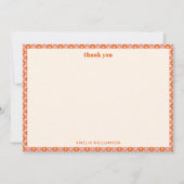 Roze Oranje Groovy Retro Aangepaste Bruidsdouche Bedankkaart (Voorkant)