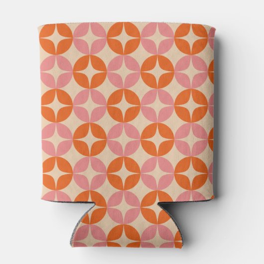 Roze Oranje Groovy Retro Aangepaste Bruidsdouche  Blikjeskoeler (Achterkant)
