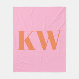 Roze Oranje Grote Gemonogrammeerde Initiaal Persoo Fleece Deken