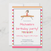 Roze Oranje gymnast op Beam Gymnastics Birthday Kaart (Voorkant)
