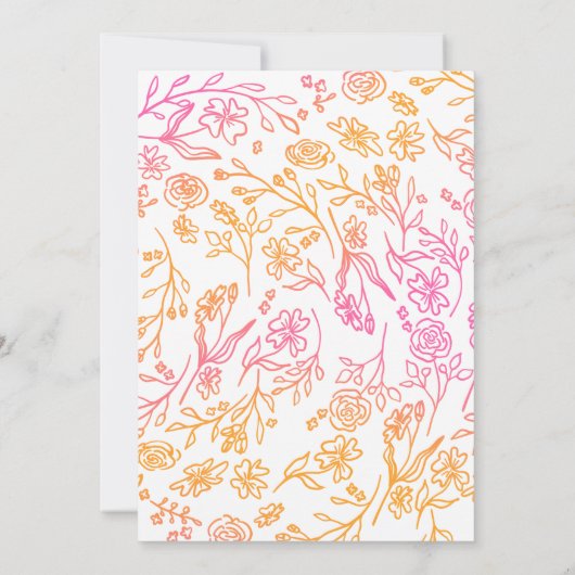 Roze Oranje Hand getrokken eenvoudige botanische b Kaart (Achterkant)