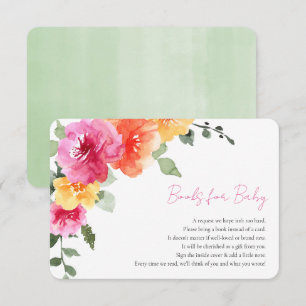 Roze oranje heldere, kleurrijke florale boeken voo informatiekaartje