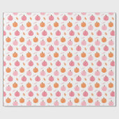 Roze Oranje Herfst pompoen lederen patroon Cadeaupapier (Vlak)