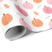 Roze Oranje Herfst pompoen lederen patroon Cadeaupapier (Rol Hoek)