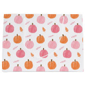 Roze Oranje Herfst pompoen lederen patroon Groot Cadeauzakje (Voorkant)