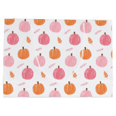 Roze Oranje Herfst pompoen lederen patroon Groot Cadeauzakje (Achterkant)