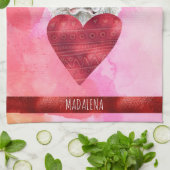 Roze Oranje Hondenliefhebber Valentijn Gift Saint  Theedoek (Gevouwen)