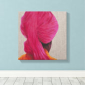 Roze Oranje jas van Turban 2014 Canvas Afdruk (Insitu (Houten vloer))