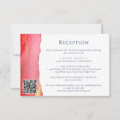 Roze Oranje Kaart voor huwelijksinformatie (Voorkant)