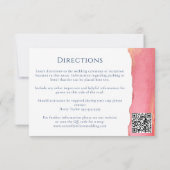 Roze Oranje Kaart voor huwelijksinformatie (Achterkant)