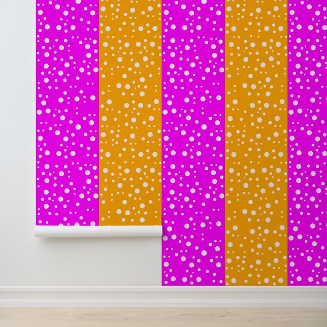 Roze & Oranje kleur met stippen - speels Behang (Applicatie)