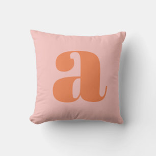 Roze Oranje Krachtig Monogram Initiaal Letter Aang Kussen