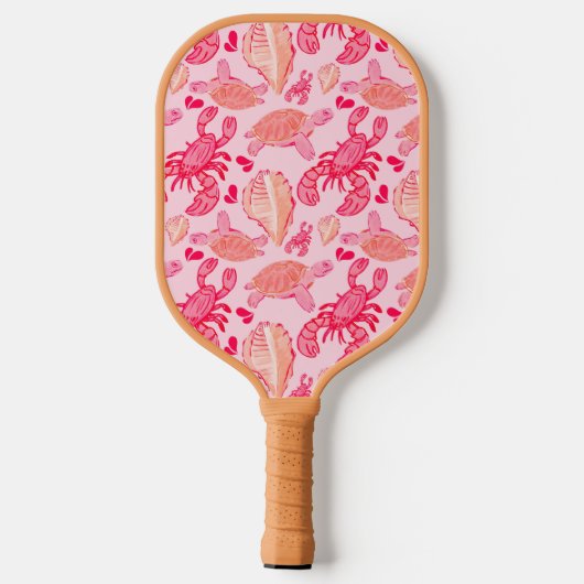 Roze Oranje kreeft onder het Zee Pickleball Paddle (Achterkant)