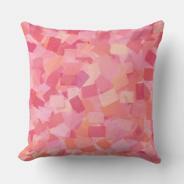 Roze Oranje Kubisme Abstract Patroon Kussen (Voorkant)