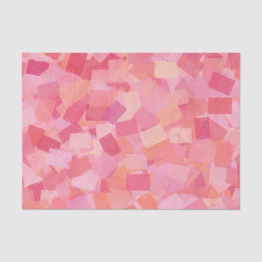 Roze Oranje Kubisme Abstract Patroon Tissuepapier (Voorkant)