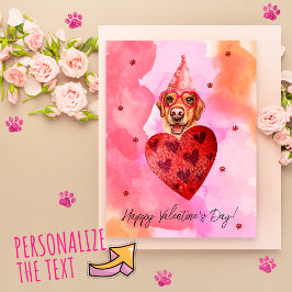 Roze Oranje Labrador Valentijnsdag Cadeau Hond Feestdagenkaart