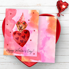 Roze Oranje Labrador Valentijnsdag Cadeau Hond Feestdagenkaart