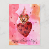 Roze Oranje labrador Valentijnsdag Gift Dog Feestdagenkaart (Voorkant)