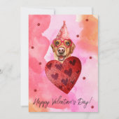 Roze Oranje labrador Valentijnsdag Gift Dog Feestdagenkaart (Voorkant)