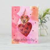Roze Oranje labrador Valentijnsdag Gift Dog Feestdagenkaart (Staand voorkant)