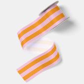 Roze Oranje Lange Streep Satijnen Lint (Achterkant)