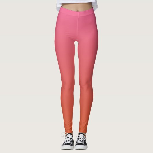 Roze - Oranje leggings van de Gradiënt (Voorkant)