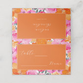 Roze & Oranje Lente Zomer Tuin Trouwtafel Plaatskaartje (Buitenkant ongevouwen)