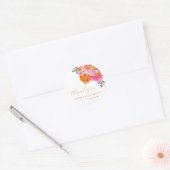Roze Oranje Levendig Bloem Bruidsfeest Dank Je Ronde Sticker (Envelop)