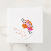 Roze Oranje Levendig Bloemig Bruidsdiner Bedankt Bedankjes Labels (In situ)