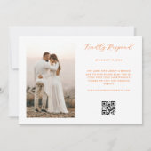 Roze & Oranje Levendige Bloemen QR Code Foto Bruil Kaart (Achterkant)