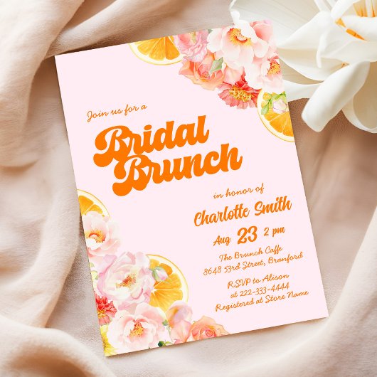 Roze & Oranje Levendige Bloemen Vrijgezellenfeest Kaart