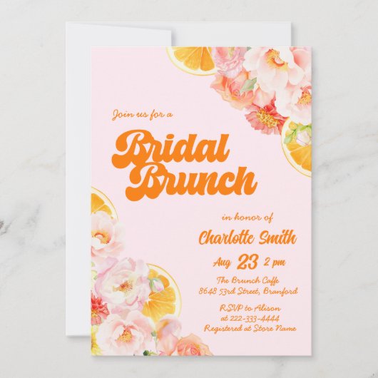 Roze & Oranje Levendige Bloemen Vrijgezellenfeest Kaart (Voorkant)