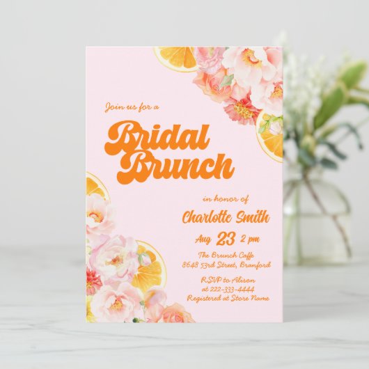 Roze & Oranje Levendige Bloemen Vrijgezellenfeest Kaart (Staand voorkant)