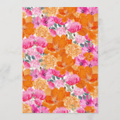 Roze & Oranje Levendige Zomer Tuin Bruiloft Advieskaart (Achterkant)